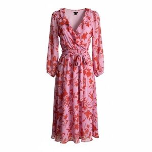 Ann Taylor Pink and Red Floral Long Sleeve Dress